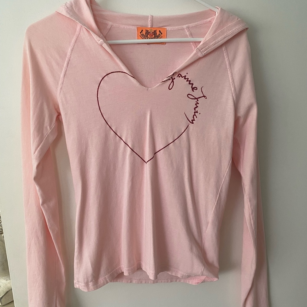 Juicy Couture Vintage pink heart hooded T-shirt